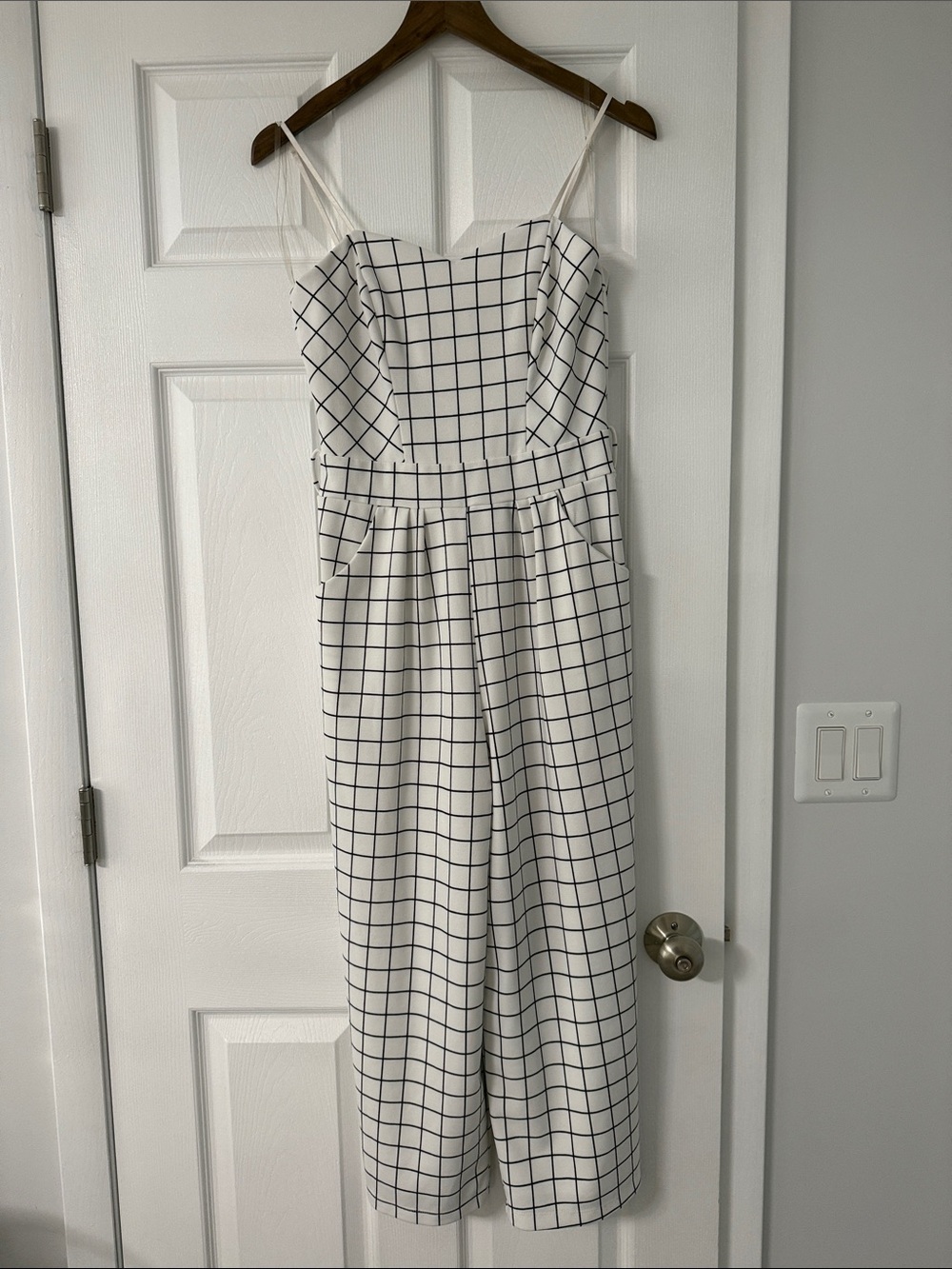 Emerald Sundae White Jumpsuit with Black Grid